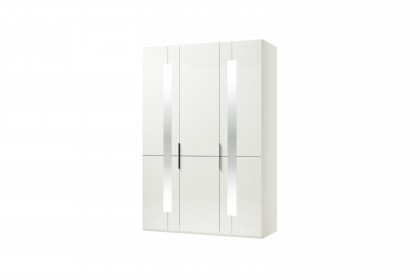 Imola W von Gallery M - Kleiderschrank 3-türig Weißglas - Spiegel