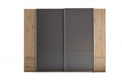 Bordo von POL Power - Kleiderschrank 4-türig mit 4 Schubkästen Eiche - graphit