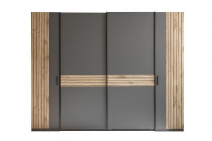 Daria von POL Power - Kleiderschrank in Graphit mit Lamellen in Viking Oak