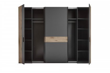 Daria von POL Power - Kleiderschrank in Graphit mit Lamellen in Viking Oak