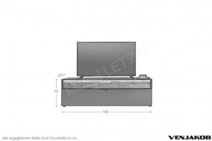 Lumea von Venjakob - TV-Lowboard 7219 Lack anthrazit matt/ Eiche massiv