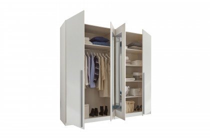 Cano von POL Power - Kleiderschrank 4-türig weiß mit Spiegel ca. 228 cm breit