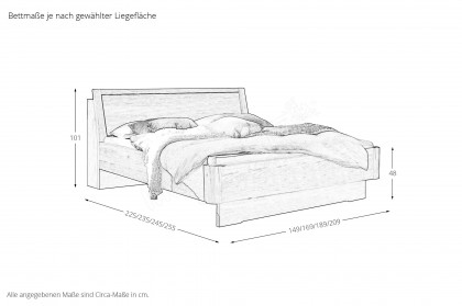 Luxor 4 von Wiemann - Schwebe-Bett Eiche mit Bettkasten im Kopfteil