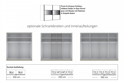 Split von Wiemann - Schrank mit Schwebetüren graphit - Parsolglas