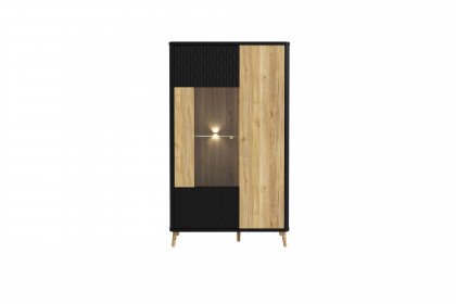 Fixsmile von Forte - Vitrine mit Softclose in Mauvella Oak/ schwarz