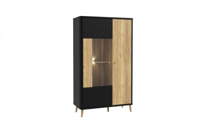 Fixsmile von Forte - Vitrine mit Softclose in Mauvella Oak/ schwarz