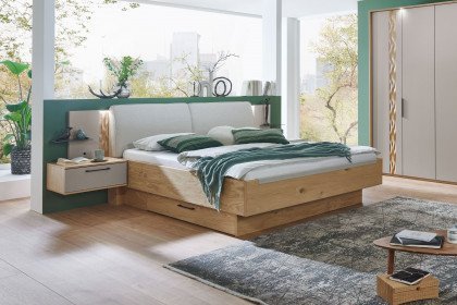 Callao von Disselkamp - Bett 180x200 cm Eiche - Polster beige