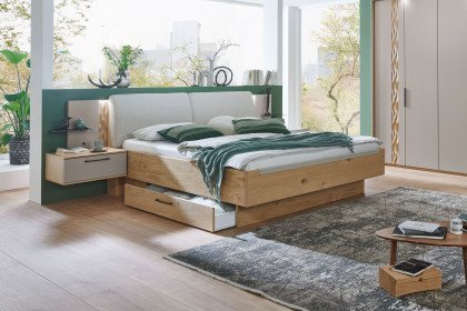 Callao von Disselkamp - Bett 180x200 cm Eiche - Polster beige