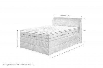 Kurt-BX2380 von Sun Garden - Boxspringbett 140 in Silber