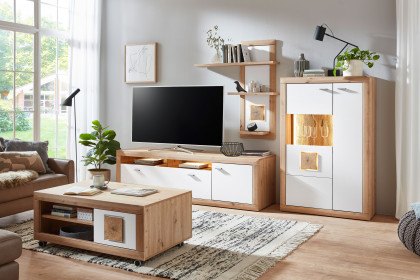 Borkum von IDEAL Möbel - Wohnwand Eiche Artisan/ weiß mit Hirnholz