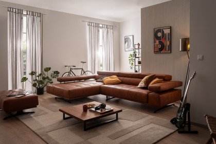 Raimo von ADA Mindful Living - Ledersofa links orange-brown