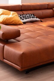 Raimo von ADA Mindful Living - Ledersofa links orange-brown