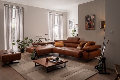 Raimo von ADA Mindful Living - Ledersofa links orange-brown