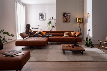 Raimo von ADA Mindful Living - Ledersofa links orange-brown