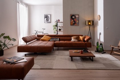 Raimo von ADA Mindful Living - Ledersofa links orange-brown