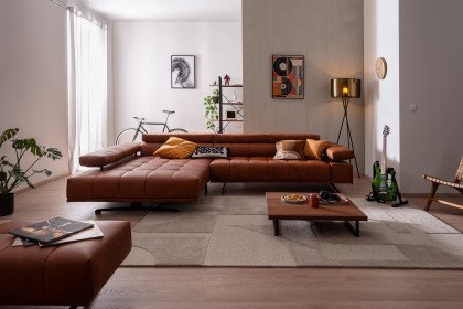 Raimo von ADA Mindful Living - Ledersofa links orange-brown