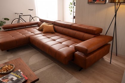 Raimo von ADA Mindful Living - Ledersofa links orange-brown