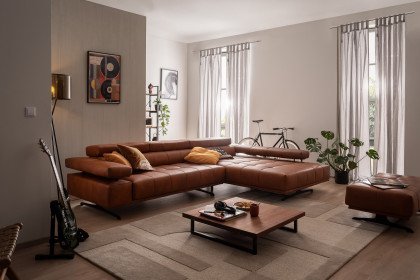 Raimo von ADA Mindful Living - Ledersofa rechts orange-brown