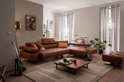 Raimo von ADA Mindful Living - Ledersofa rechts orange-brown