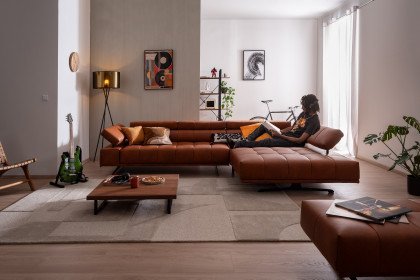 Raimo von ADA Mindful Living - Ledersofa rechts orange-brown