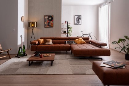 Raimo von ADA Mindful Living - Ledersofa rechts orange-brown