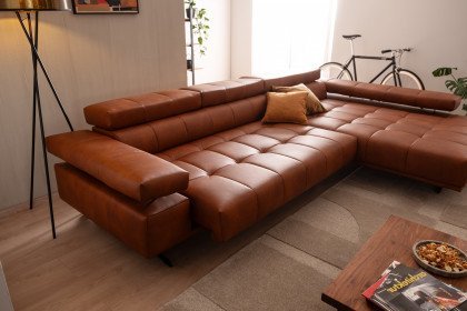 Raimo von ADA Mindful Living - Ledersofa rechts orange-brown