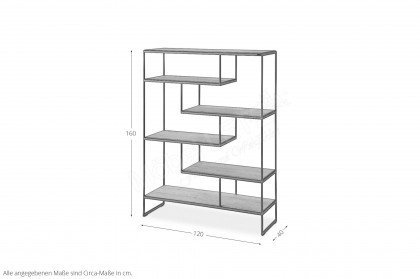 Toscana von Gallery M - Regal mit 6 Ablageböden in Wildeiche