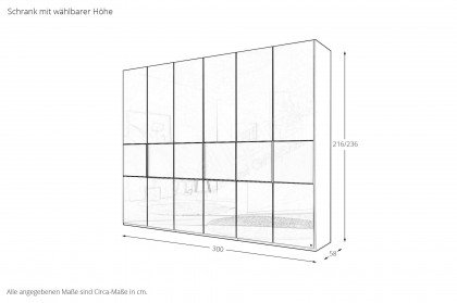 Avignon von LEONARDO living - Kleiderschrank Grauglas matt und glänzend