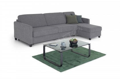 Boston-Sleep von Nehl - Schlafsofa mit Longchair silber