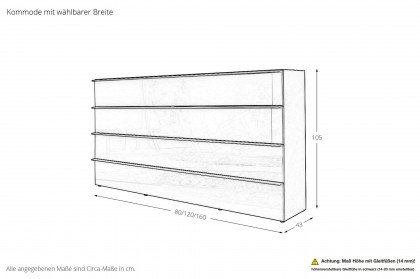 Avignon von LEONARDO living - Sideboard 160 cm breit Grauglas