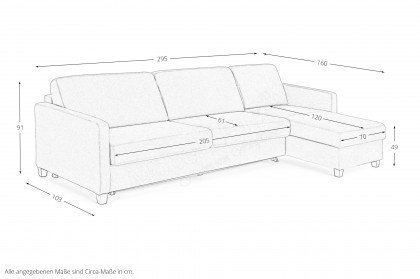 Boston-Sleep von Nehl - Schlafsofa mit Longchair in Silber