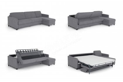 Boston-Sleep von Nehl - Schlafsofa mit Longchair in Silber