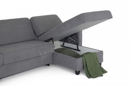 Boston-Sleep von Nehl - Schlafsofa mit Longchair in Silber