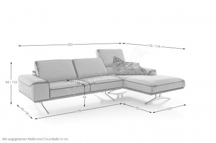 KOINOR Harlie 2 - Ledersofa Variante rechts verde