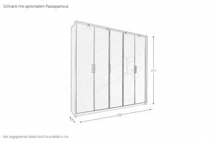 Lissabon von LIV'IN - Schrank Glas seidengrau ca. 226 cm breit