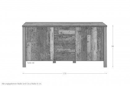 Cardiff von Innostyle - Sideboard 10G3VV24 in Used Style Dark/ Matera