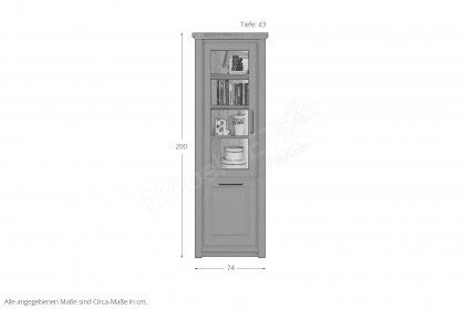 Thuxon-living von Larix - Vitrine inklusive Beleuchtung in Astfichte graphit matt/ Wildeiche