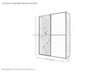 Ajana von Mondo - Kleiderschrank Asteiche teilmassiv - Grauspiegel