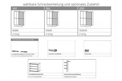 Ajana von Mondo - Kleiderschrank Asteiche teilmassiv - Grauspiegel