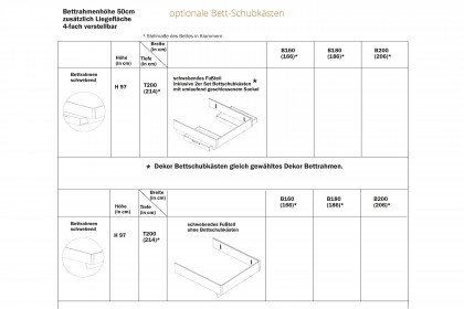 Sinfonie Plus von Staud - schwebendes Bett mit gepolstertem Kopfteil