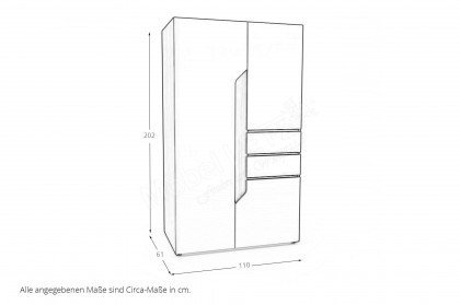 ZE+ von Rudolf - Kleiderschrank mit Schubladen ca. 110 cm breit Nussbaum - hellgrau