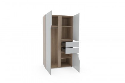 ZE+ von Rudolf - Kleiderschrank mit Schubladen ca. 110 cm breit Nussbaum - hellgrau