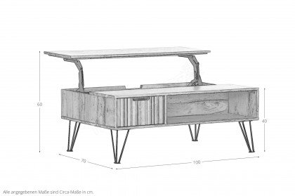 Hudson von GUTMANN - Couchtisch 66973 Akazie/ Metall