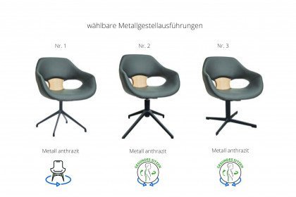 Caya von Hartmann - Essgruppe mit Auszugstisch und zwei Holz-/ Metallstühlen