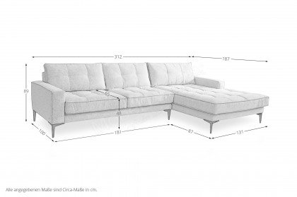 Silvano von ADA Mindful Living - Ecksofa rechts stone-grey