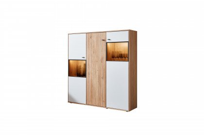 Lou-living von IDEAL Möbel - Highboard Asteiche bianco mit Glasausschnitten