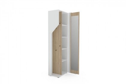 ZE+ von Rudolf - Eckschrank-Kombi mit Anbaugarderobe weiß - Space - Natureiche