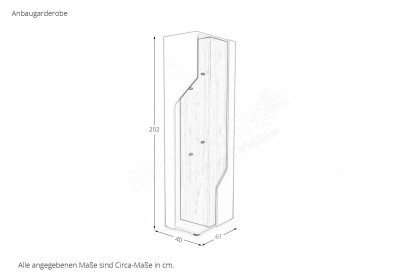 ZE+ von Rudolf - Eckschrank-Kombi mit Anbaugarderobe weiß - Space - Natureiche