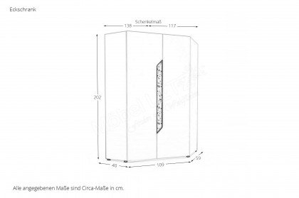 ZE+ von Rudolf - Eckschrank-Kombi mit Anbaugarderobe weiß - Space - Natureiche