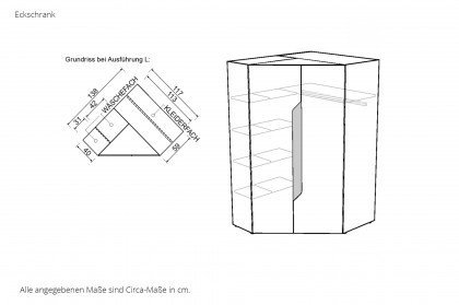 ZE+ von Rudolf - Eckschrank-Kombi mit Anbaugarderobe weiß - Space - Natureiche